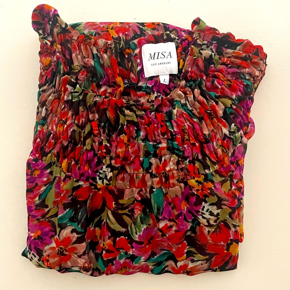 Misa Los Angeles Orange Floral mini dress- Large